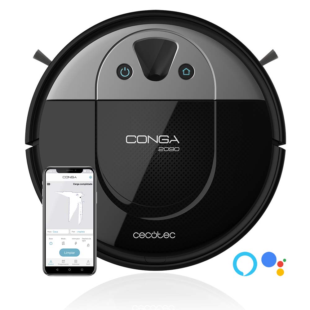 جارو رباتیک سکوتک اسپانیا Cecotec مدل Conga 2090 Vision شستشو و جارو کردن همزمان، اپلیکیشن، نظافت نقطه‌ای و منطقه‌ای، ۲۷۰۰ پاسکال