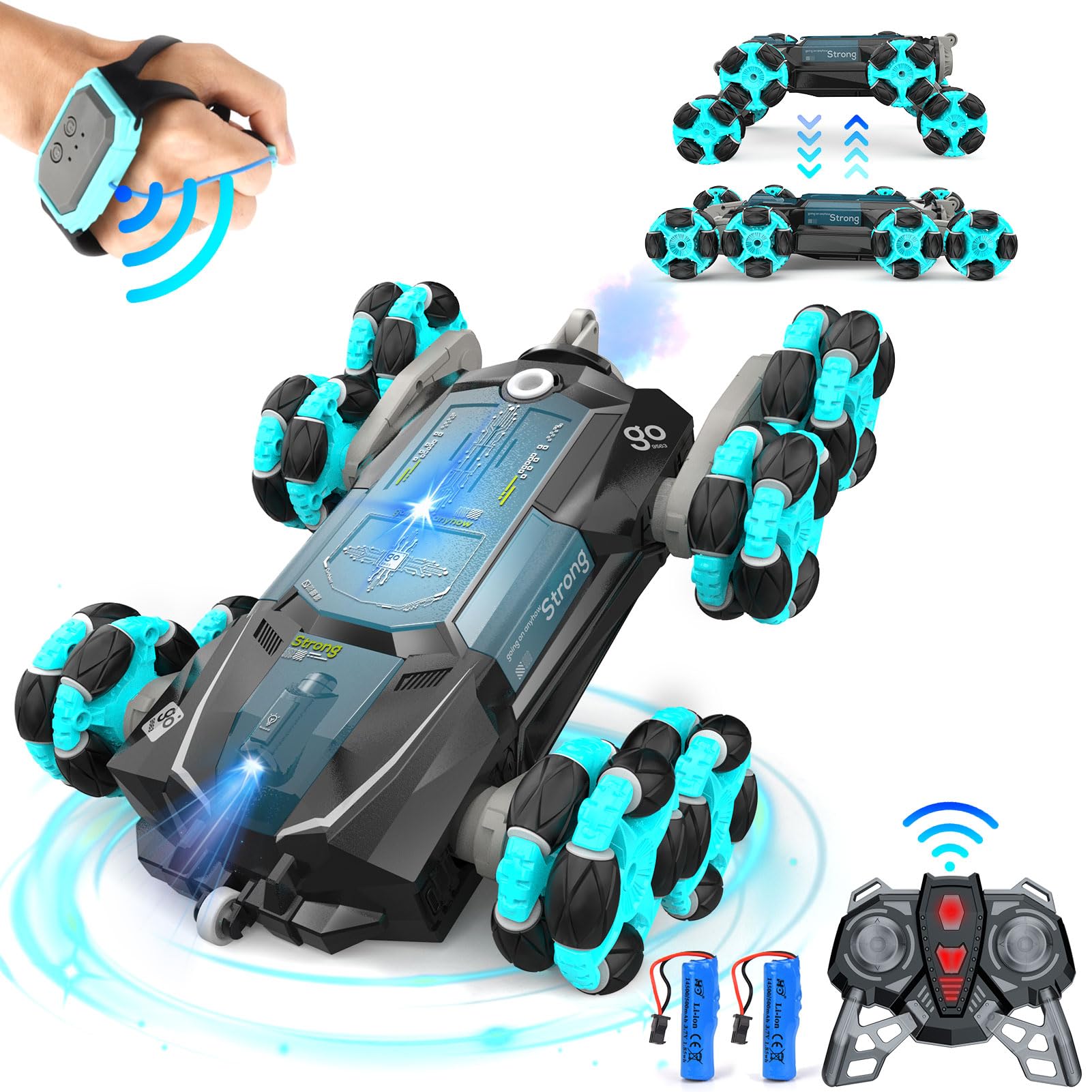 خرید از آمازون - ماشین کنترل از راه دور Nauotk از 6 7 8 9 10 11 12 سال، ماشین 8WD RC Stunt Drift با سنسور حرکتی، با نور و اسپری، اسباب بازی 2 باتری 2.4 گیگاهرتز، برای کودکان پسر دختر