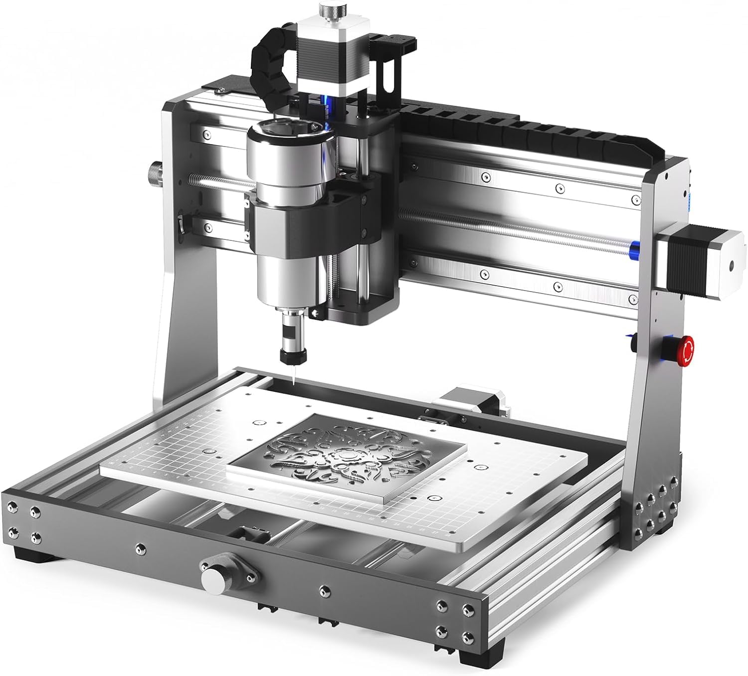 خرید از آمازون - دستگاه فرز CNC Genmitsu 3020-PRO MAX V2 برای حکاکی فلز و موارد دیگر، کنترل آفلاین GRBL، با کلیدهای محدود و توقف اضطراری، منطقه کار موثر XYZ 300 x 205 x 78 میلی متر