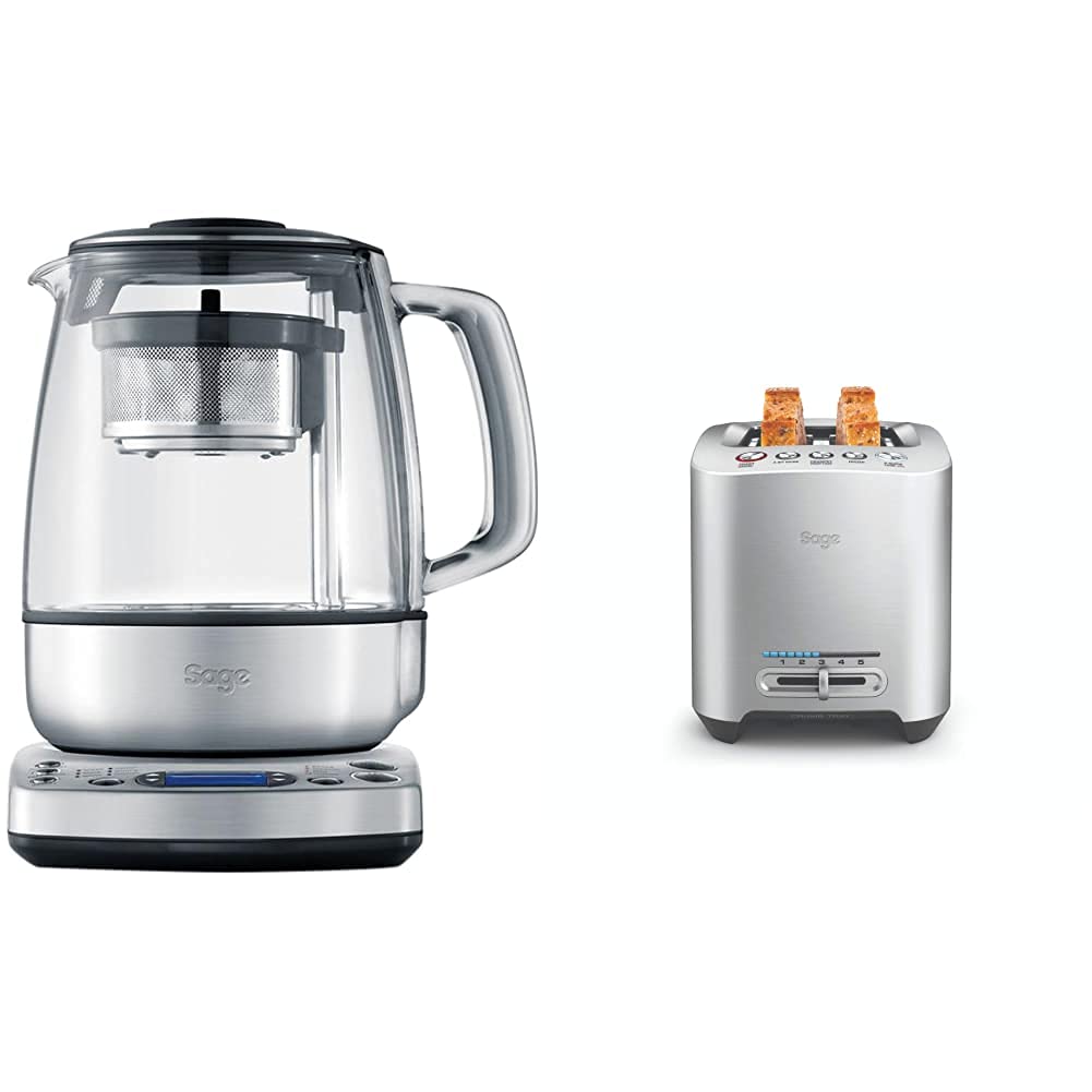 خرید از آمازون - Sage Appliances STM800 the Tea Maker, Teeautomat, 1,5 Liter, Edelstahl & STA825 the Smart Toast, 2 Scheiben Toaster, Gebürstetes Edelstahl 1.5 L Bundle mit Smart Toas