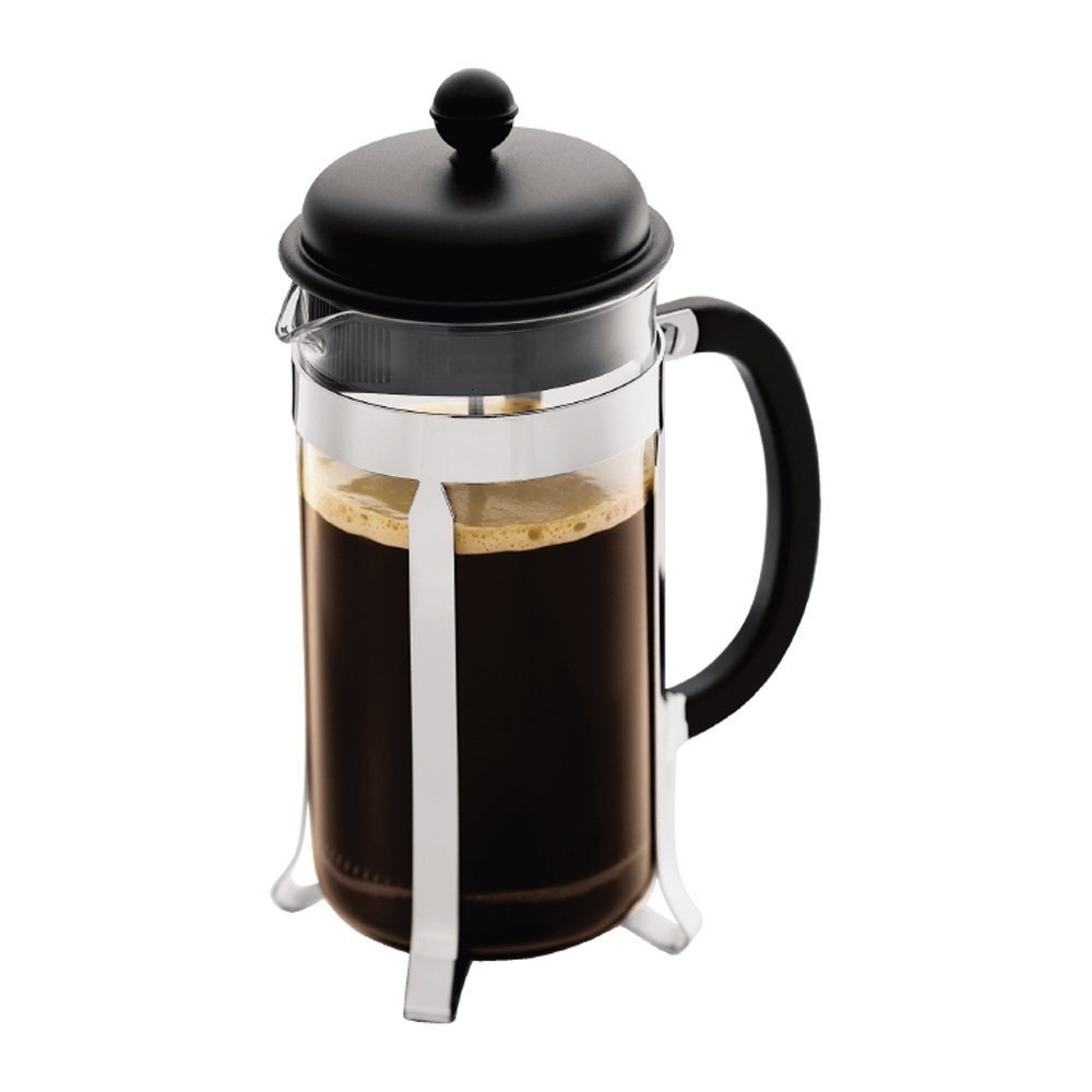 قهوه ساز فرنچ پرس Bodum 1918-01 CAFFETTIERA (سیستم پرس فرانسوی، فیلتر دائمی فولاد ضد زنگ، 1.0 لیتر) مشکی