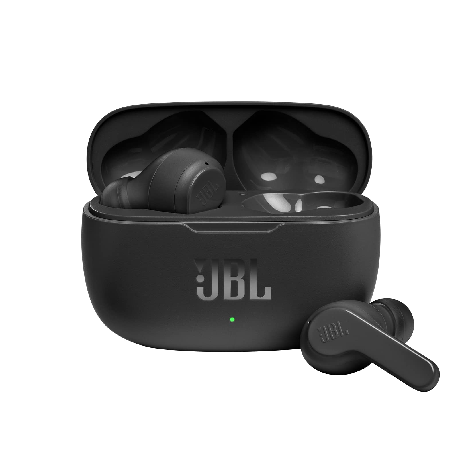 هدفون بلوتوث داخل گوشی بی‌سیم واقعی JBL Wave 200 TWS - مشکی - ایربادهای بی‌سیم با میکروفون داخلی - پخش موسیقی تا 20 ساعت - شامل کیس شارژ