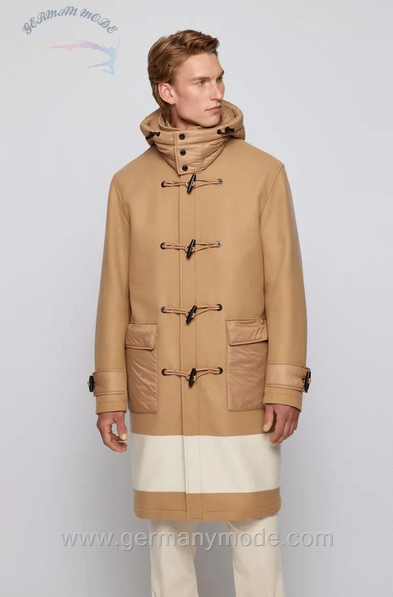 کاپشن مردانه هوگو باس آلمان BOSS HUGO RELAXED-FIT DUFFLECOAT MIT COLOUR-BLOCK-DESIGN