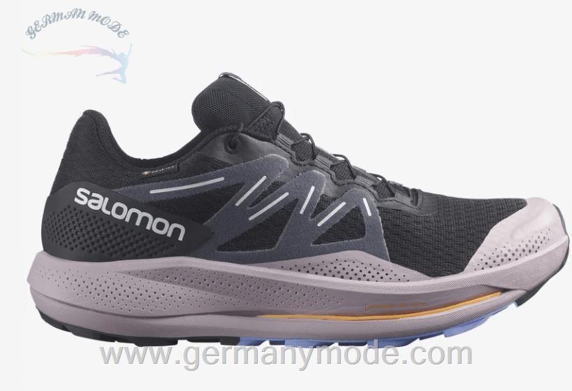 کتانی تریل رانینگ دو کوهستان ضد آب زنانه سالامون فرانسه SALOMON PULSAR TRAIL GORE TEX Trailrunning Schuhe Damen Black Quail Lolite