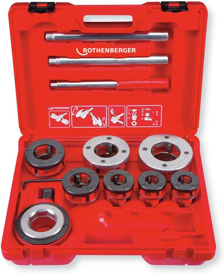 ابزار دستی برش و رزوه‌زنی خارجی روتن برگر آلمان ROTHENBERGER SUPER CUT-Set BSPT R,1/2-2" i. Koffer | 070892X