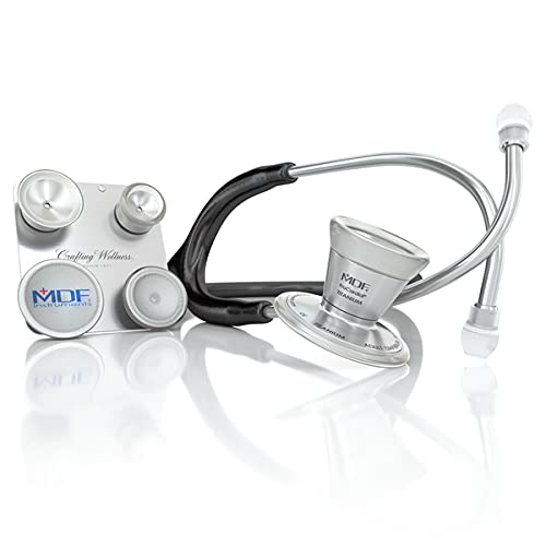 خرید از آمازون - MDF ProCardial C3 Titanium Cardiology دو سر گوشی تیتانیوم با قفسه سینه قابل تبدیل برای بزرگسالان، کودکان، نوزادان و نوزادان - قطعات رایگان برای زندگی - مشکی (MDF797CC11T)