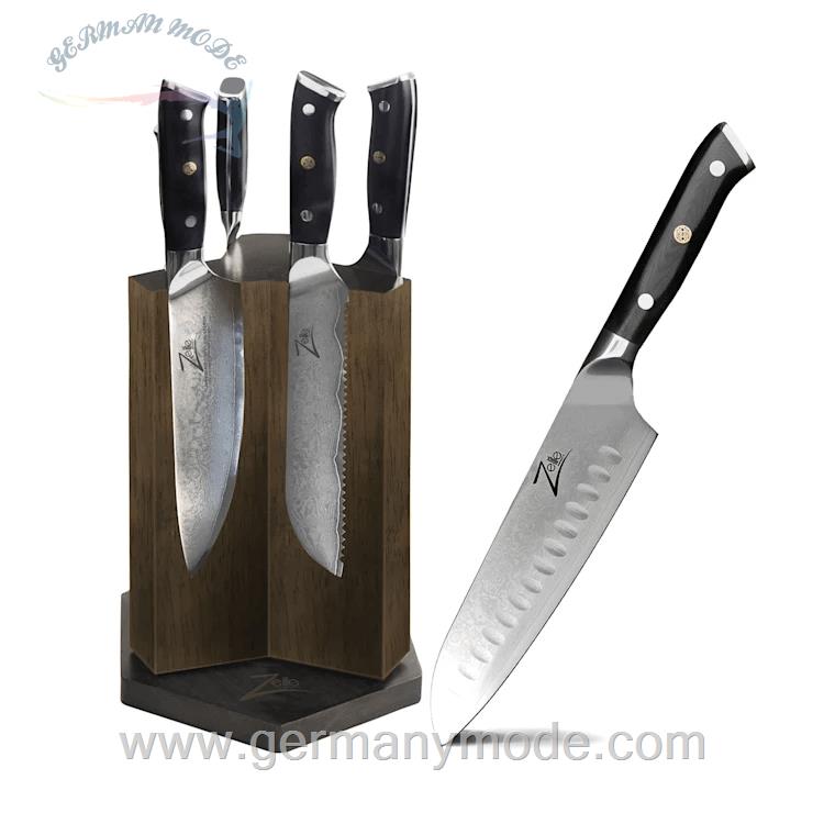 ست چاقو آشپزخانه 6 پارچه کلارشتاین آلمان Klarstein Alpha-Royal Japanese Magnetic Block Set Messerblock, Messerset Dunkelbraun