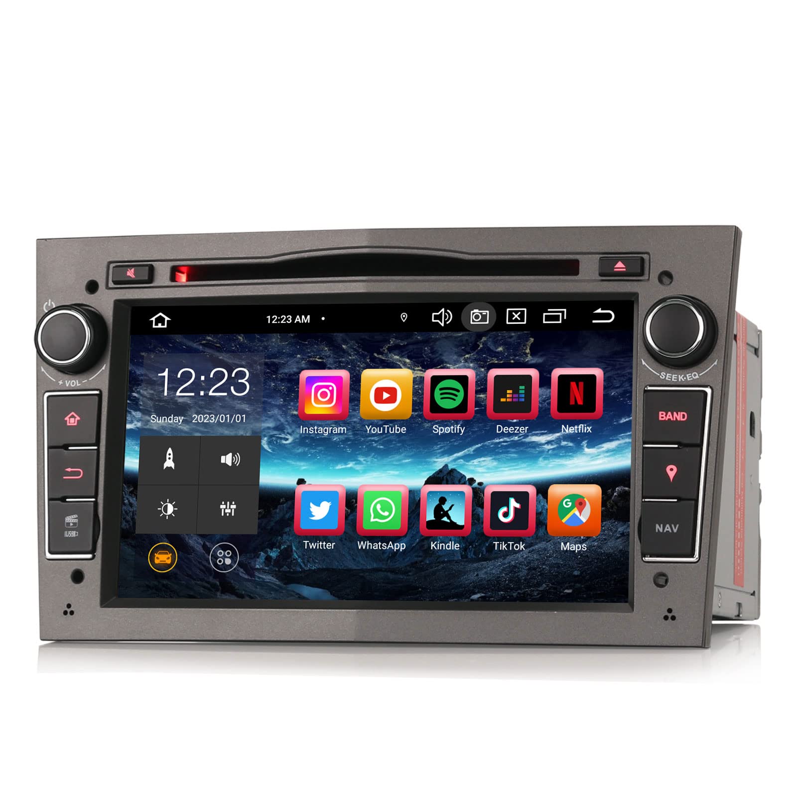 خرید از آمازون - Erisin 7 Inch 8 Core 4GB RAM 64GB ROM Android 12 Car Radio Bluetooth GPS for Opel Astra H Corsa C Corsa D Vectra Zafira Signum Meriva CD Player WiFi CarPlay Android Auto DAB+ USB RDS DSP Navi