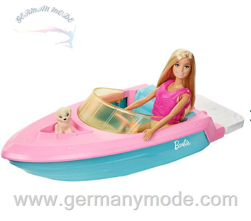 عروسک باربی قایق سوار Mattel Barbie Boot-Spielset mit Puppe inkl. Haustier Hündchen und Zubehör