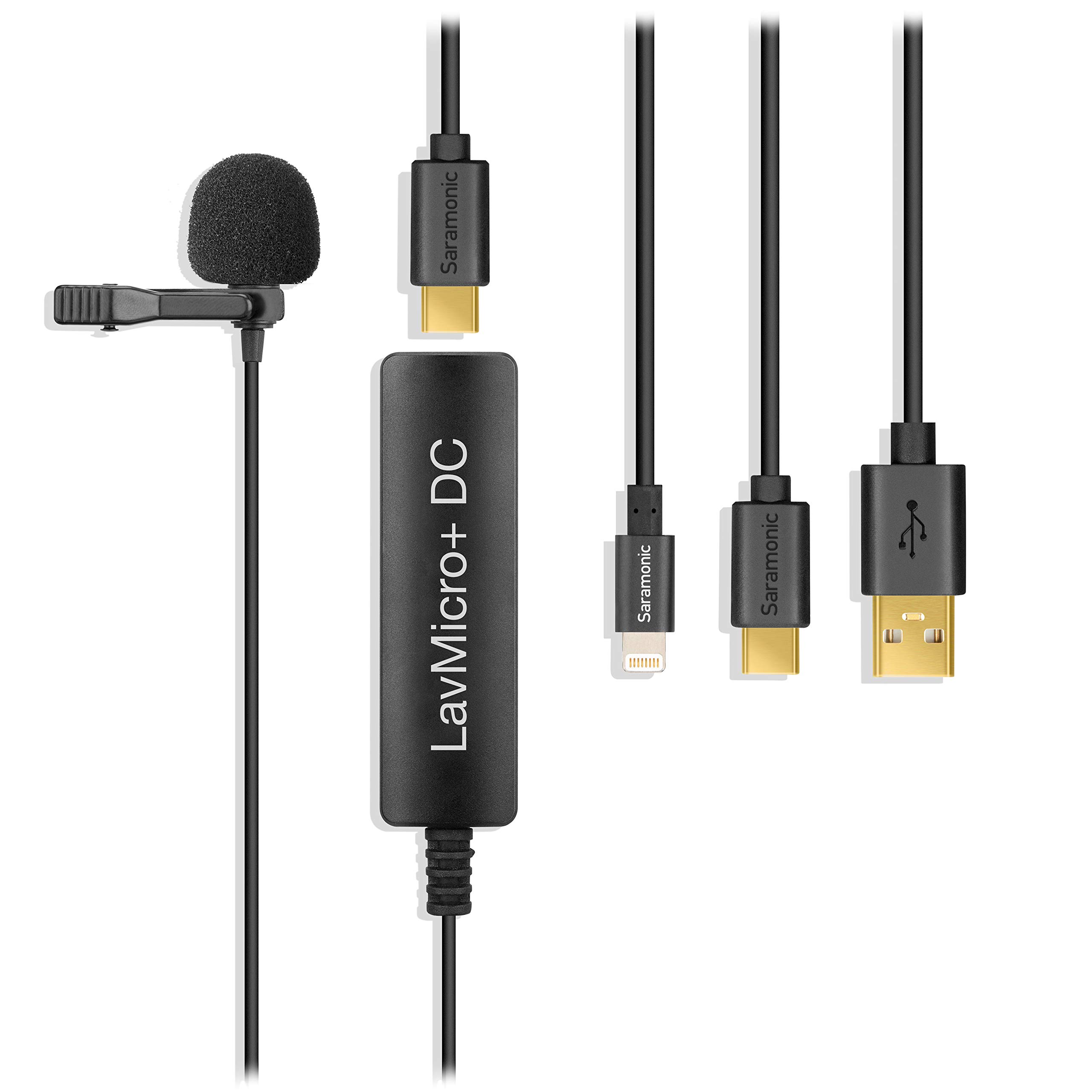 خرید از آمازون - میکروفون دیجیتال Lavalier سارامونیک با خروجی Lightning، USB-C و USB-A برای iPhone، iPad، دستگاه‌های Android و رایانه‌های دارای خروجی هدفون (LavMicro+DC)