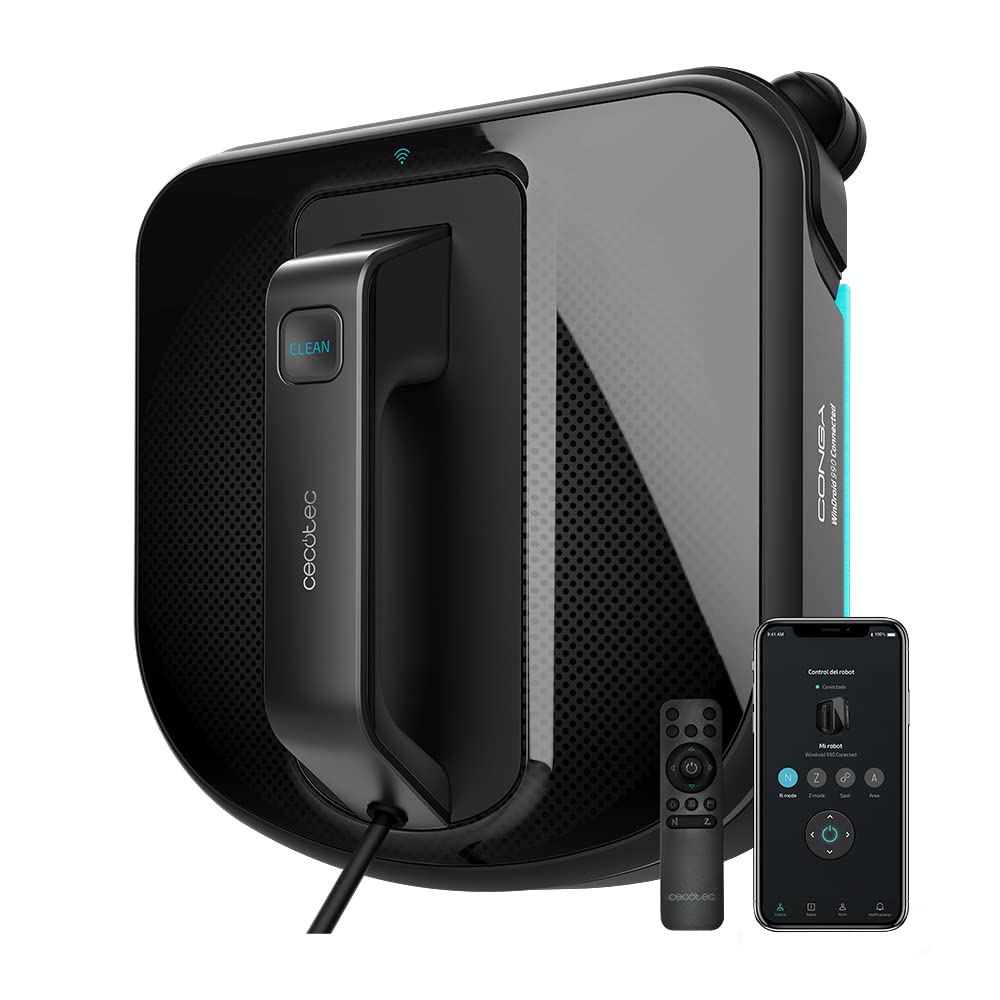 شیشه پاک کن رباتیک سکوتک اسپانیا Cecotec Conga WinDroid 990 Connected کنترل از طریق اپلیکیشن، ناوبری هوشمند،تی ویبره، ۵ حالته، سیستم محافظت در برابر سقوط