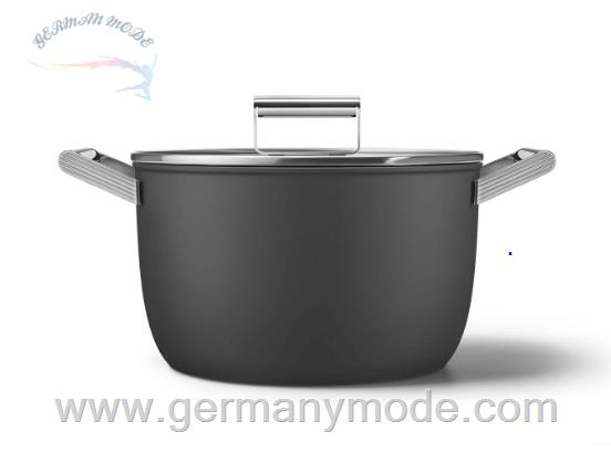 قابلمه اسمگ ایتالیا Smeg CKFC2611 Schmortopf 26 cm inkl. Glasdeckel im 50er Jahre Design CKFC2611BLM