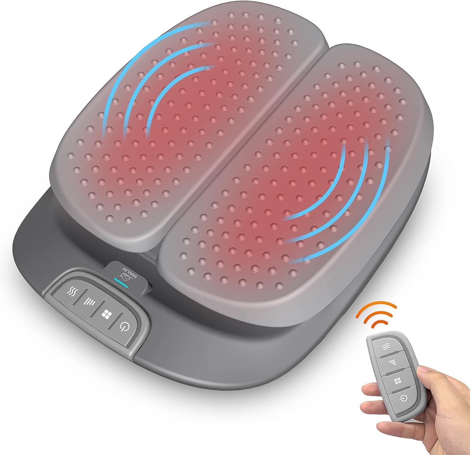 خرید از آمازون - ماساژور پا شیاتسو SNAILAX با عملکرد گرما، کنترل از راه دور، دستگاه ماساژور برقی پا با سرعت لرزش قابل تنظیم برای گردش خون، ورم کف پا، تسکین درد
