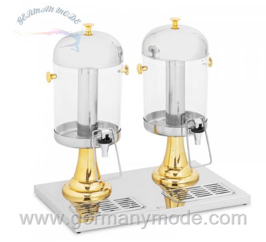 کلمن 2 عددی شیشه ای شیردار پایه فلزی رویال کترینگ آلمان Saftspender - 2 x 8 L - Royal Catering - Kühlsystem 10012378