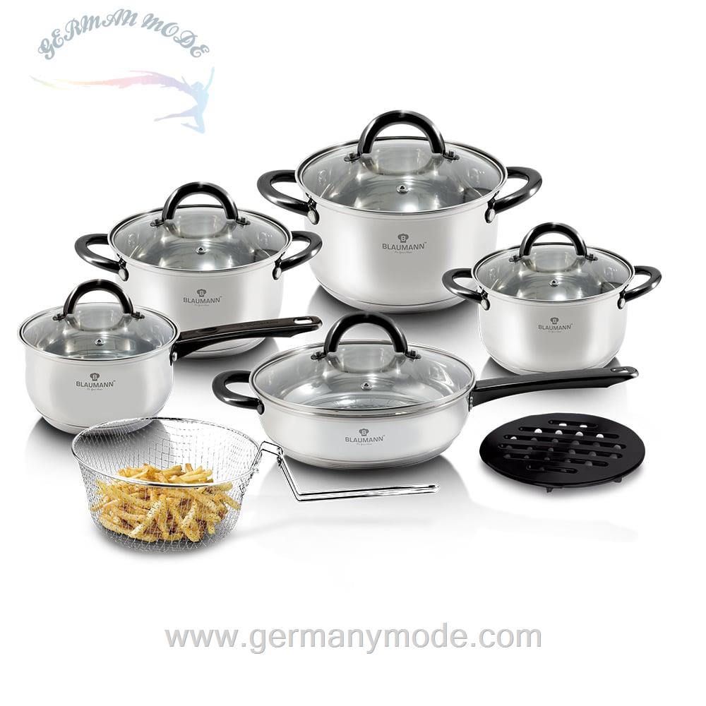 سرویس قابلمه ماهیتابه سبد سرخ کردنی 13 پارچه برلینگر هاوس مجارستان BerlingerHaus 13-PIECE COOKWARE SET BLAUMANN BL/3245 GOURMET LINE