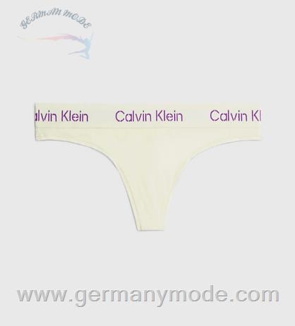 شورت استرینگ زنانه کلوین کلین آمریکا Calvin Klein String Modern Cotton Bone White/Sunset Purple Logo 000QF7457EYAE