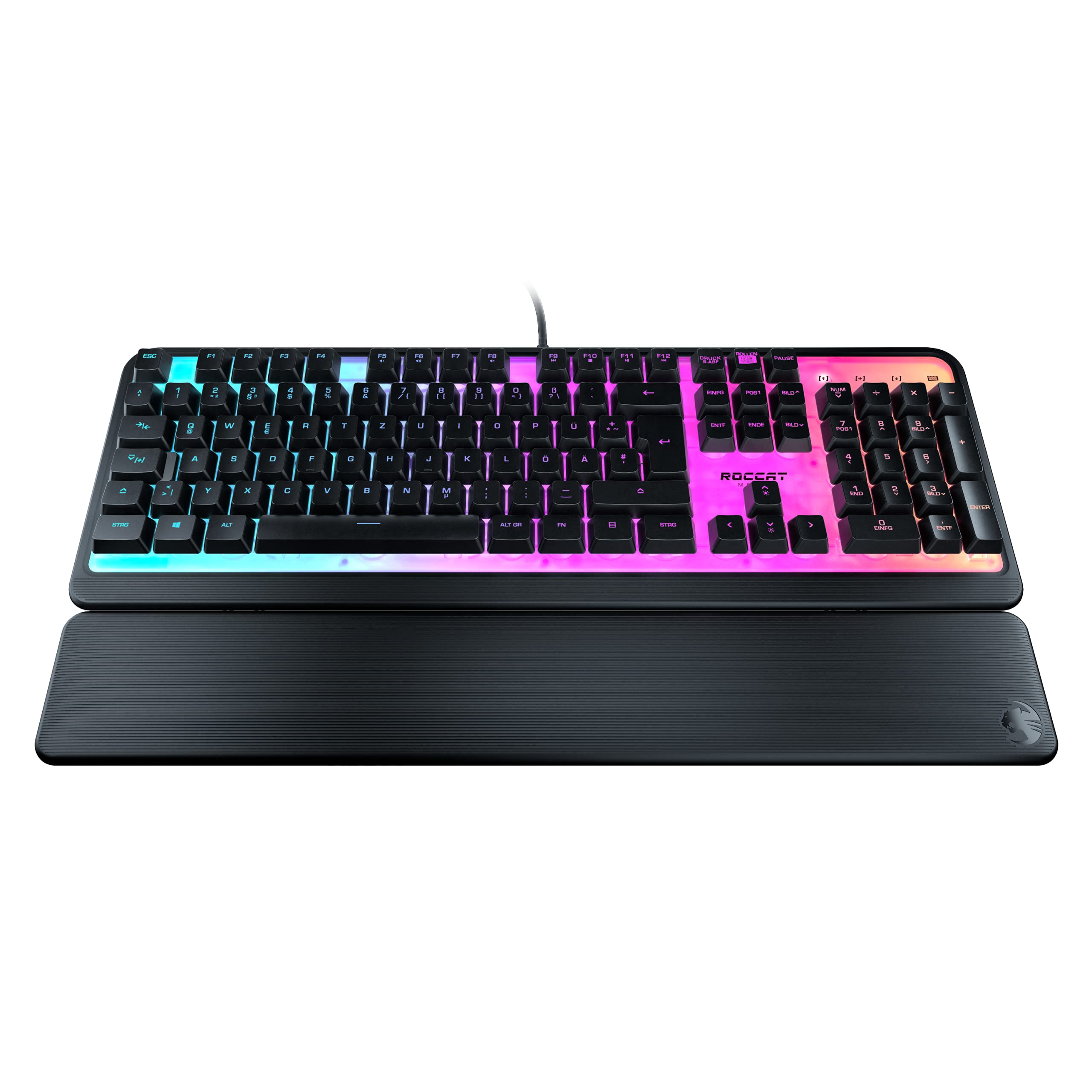خرید از آمازون - Roccat Magma - کیبورد بازی غشایی RGB با نورپردازی RGB (طراحی DE)، ماگما مشکی در اندازه کامل