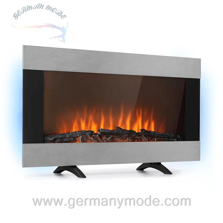 شومینه برقی کنترل راه دور کلارشتاین آلمان Klarstein Basel Illumine Elektrokamin Elektrischer Kamin Silber