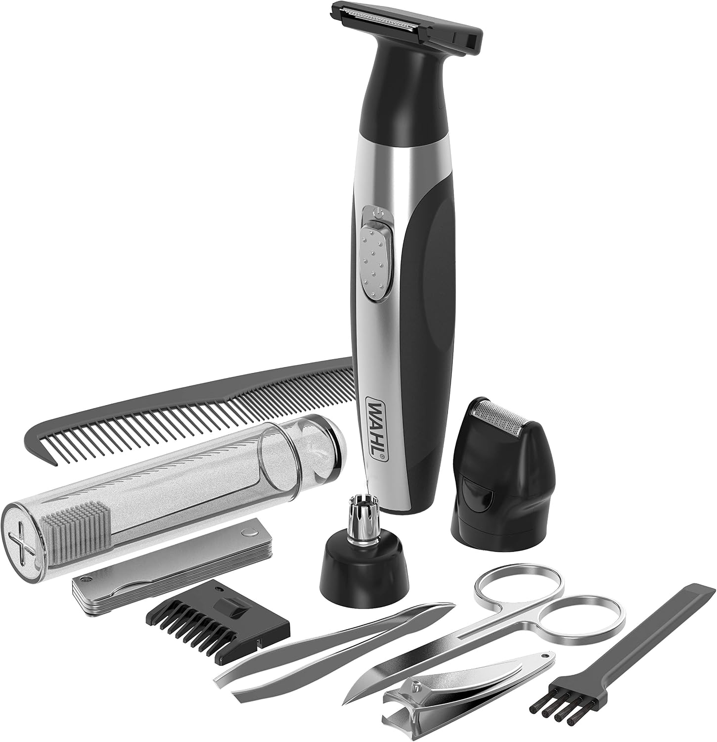ریش تراش وال آمریکا کیت مسافرتی Wahl Deluxe، 6 در 1 چند منظوره، اصلاح ریش و ته ریش برای مردان، اصلاح موهای بدن برای مردان، کیت آراستگی برای مردان، ابزارهای آرایش چندگانه، کیت نظافت مسافرتی