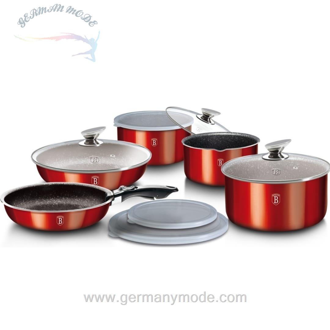 سرویس قابلمه ماهیتابه 12 پارچه برلینگر هاوس مجارستان BerlingerHaus 12-PIECE COOKWARE SET BERLINGER HAUS BH/1674 METALLIC BURGUNDY COLLECTION