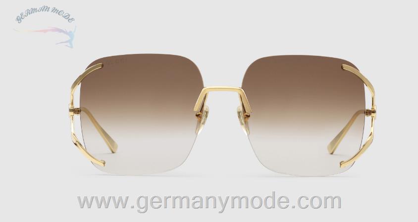 عینک آفتابی زنانه گوچی ایتالیا GUCCI Quadratische Sonnenbrille aus Metall ‎610393 I3330 8025