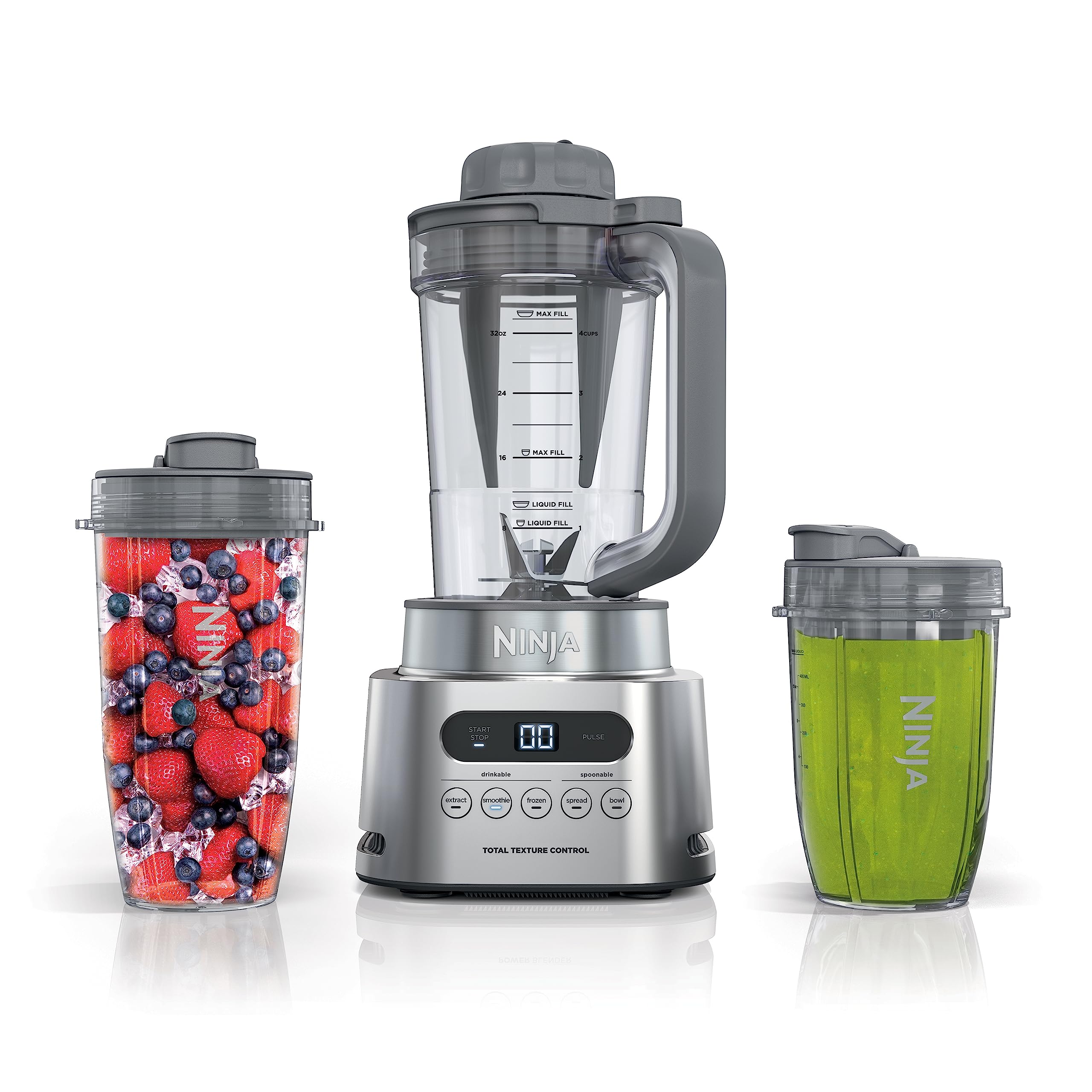خرید از آمازون - Ninja SS151 TWISTi Blender DUO، سازنده کاسه اسموتی با سرعت 1600 WP و استخراج کننده مواد مغذی* 5 عملکرد برای کاسه اسموتی، اسپرد و موارد دیگر، smartTORQUE، 34 اونس. Pitcher & (2) To-Go Cup، خاکستری