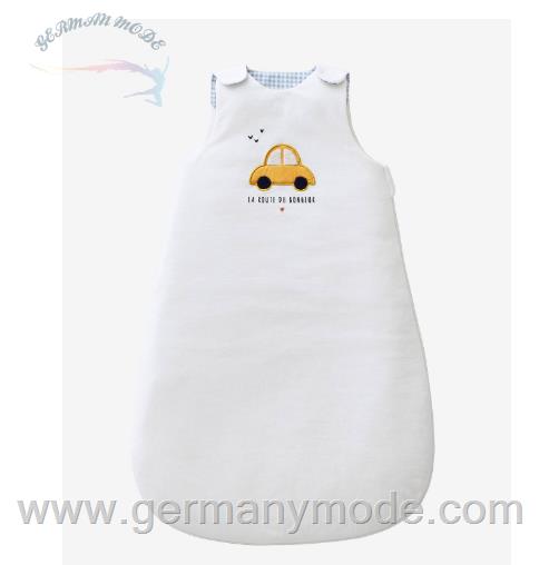کیسه خواب تن پوش نوزاد ورت فرانسه Vertbaudet Ärmelloser Baby Schlafsack Simons Auto Oeko Tex - wollweiß/blau