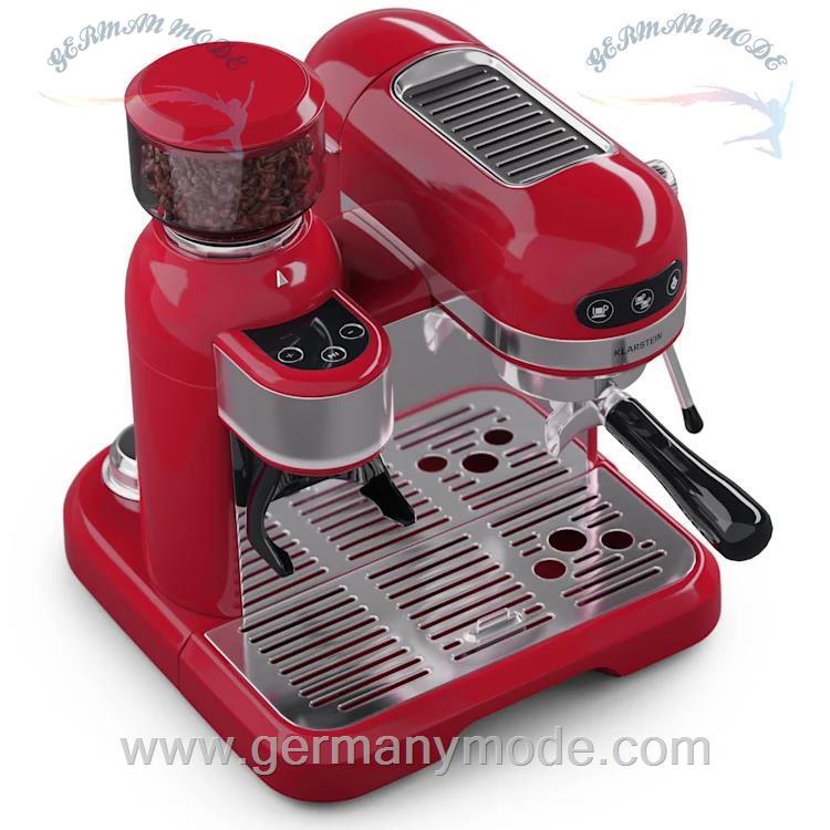 قهوه اسپرسو ساز آسیاب قهوه کلارشتاین آلمان Klarstein Bella Café espresso kávovar vrátane mlynčeka červena