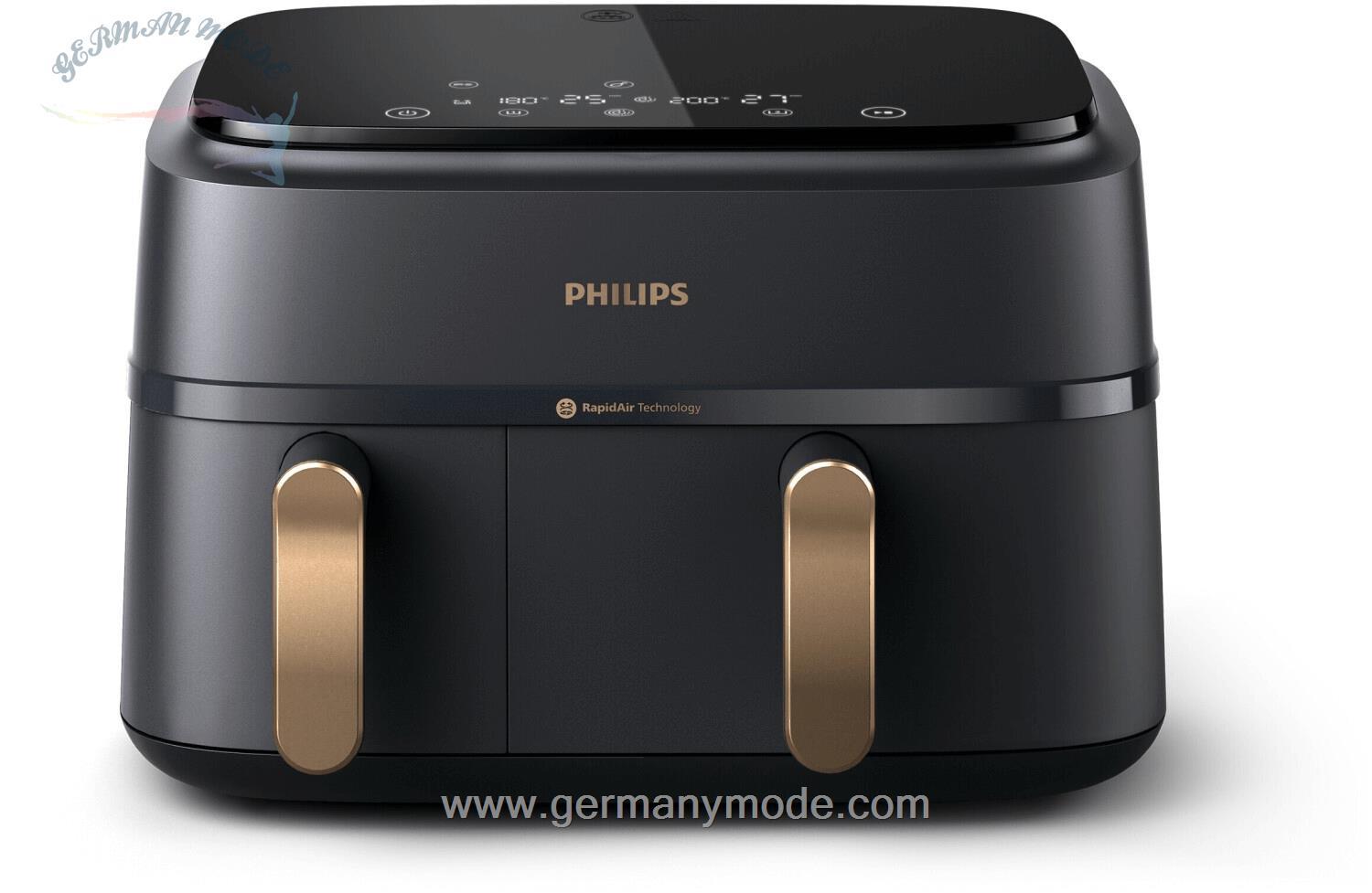سرخ کن دوقلو هوای گرم فیلیپس هلند PHILIPS Heißluftfritteuse 3000 Series NA352/00, Dual Basket Airfryer mit 9L Kapazität (3L+6L)