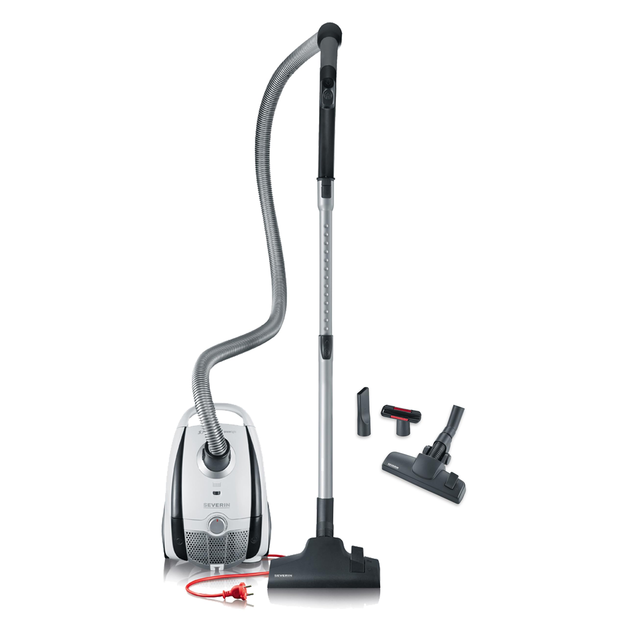 جارو برقی SEVERIN با کیسه نور برفی S'POWER، جاروبرقی کم صدا و جمع و جور برای فرش و کف سخت، 750 وات، فیلتر HEPA 13، برد 8 متر، 2 لیتر، BC 7035 HEPA 13 فیلتر، 2 لیتر