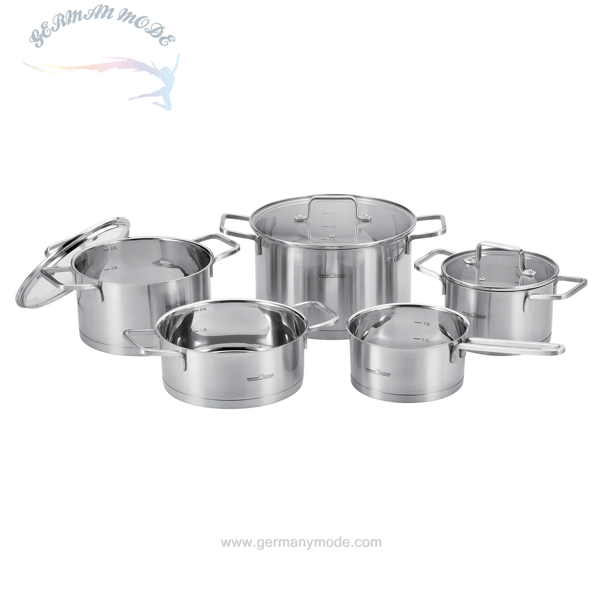 سرویس قابلمه ۸ پارچه پروفی کوک آلمان ProfiCook Topf-Set »PC-KTS 1225-Außen semi satiniert
