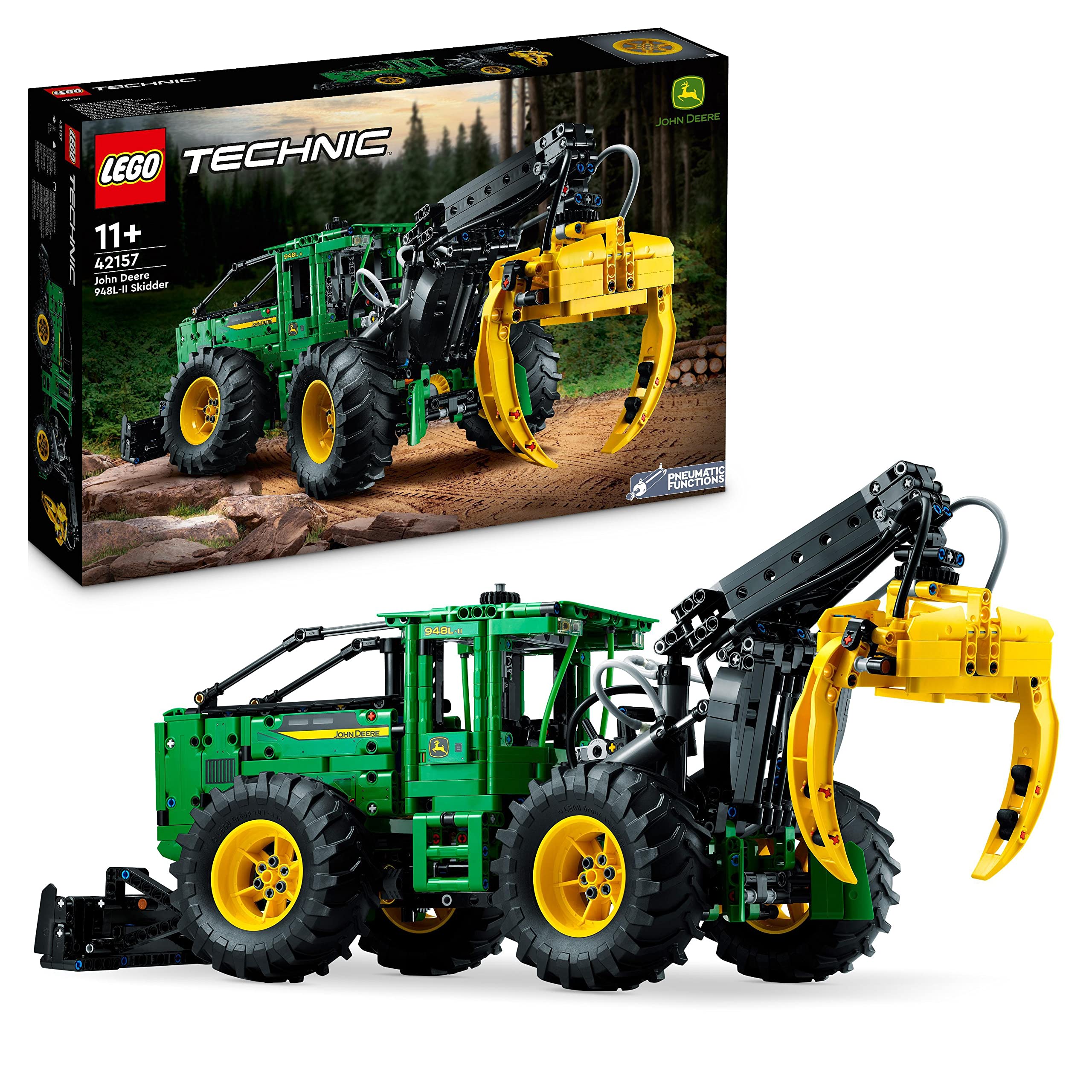 خرید از آمازون - ست اسکیدر LEGO Technic John Deere 948L-II، اسباب بازی خودروی ساختمانی بزرگ 1492 تکه با عملکردهای پنوماتیک و 4 چرخ محرک، کیت ساخت مدل برای علاقه مندان به فناوری، ایده هدیه 42157