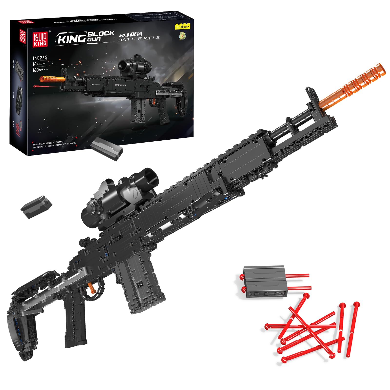 خرید از آمازون - قالب کینگ 14026 Battle Rifle Building Blocks Toy, 1606 Pieces Technology Construction Set Gun Building Blocks مدل سلاح تیراندازی