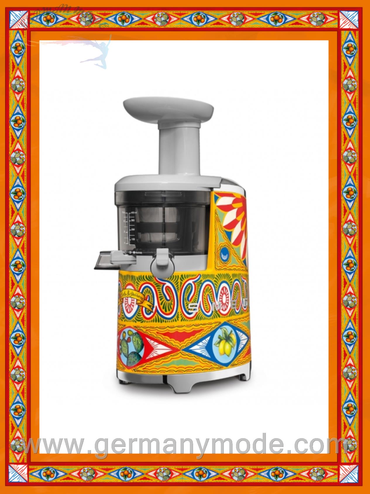 آبمیوه گیری اسمگ دولچه گابانا ایتالیا Smeg Dolce Gabbana Slow Juice Entsafter Gelb