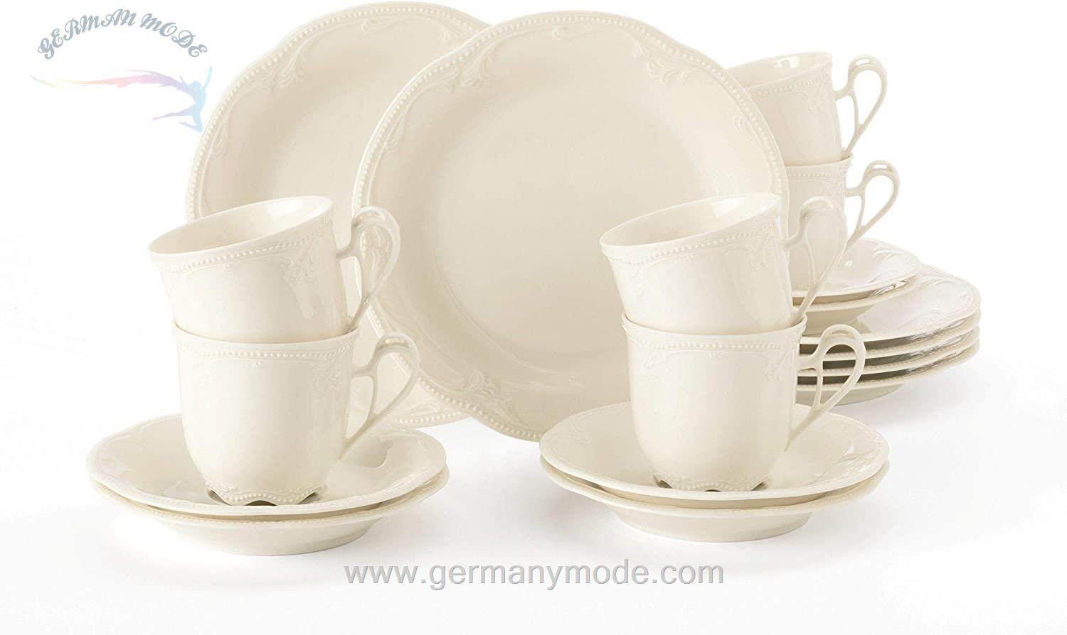 سرویس قهوه خوری چینی 18 پارچه 6 نفره سلتمن ویدن آلمان Seltmann Weiden Rubin Kaffeeservice 18-tlg. cream