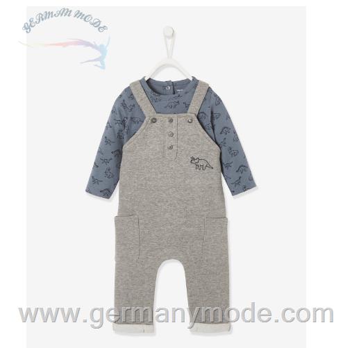 شلوار پیش سینه دار و بلوز کودک ورت فرانسه Vertbaudet Jungen Baby-Set Sweat-Overall Langarmshirt