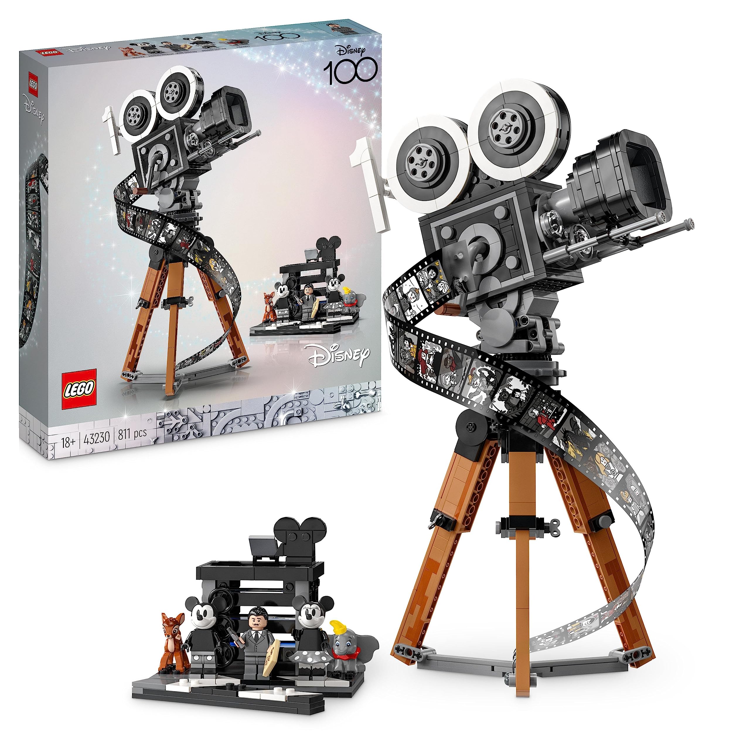 خرید از آمازون - دوربین دیزنی LEGO 43230 - ادای احترام به والت دیزنی، مجموعه صدمین سالگرد برای بزرگسالان با مینی فیگورهای میکی و مینی ماوس، فیگورهای بامبی و دامبو، هدیه برای زنان و مردان