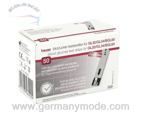 نوار تست قند خون 50 عددی بیورر آلمان Beurer Gl 32 / Gl 34 / Bgl 60 Blutzuckerteststreifen (50 Stk.)