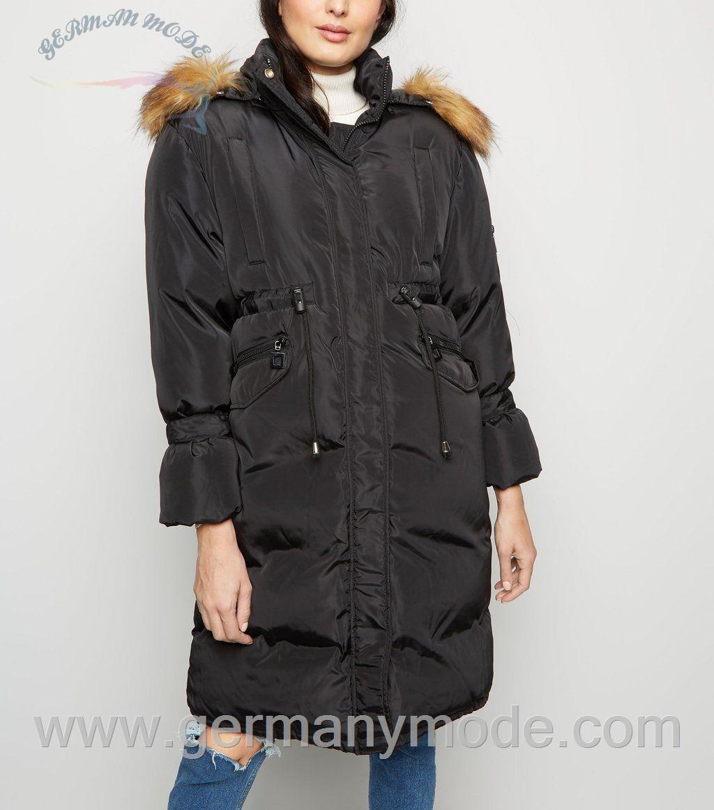 کاپشن زنانه نیولوک (انگلستان) Bl illa Schwarze ue Van dicke Parkajacke mit Ärmelbündchen zum Binden