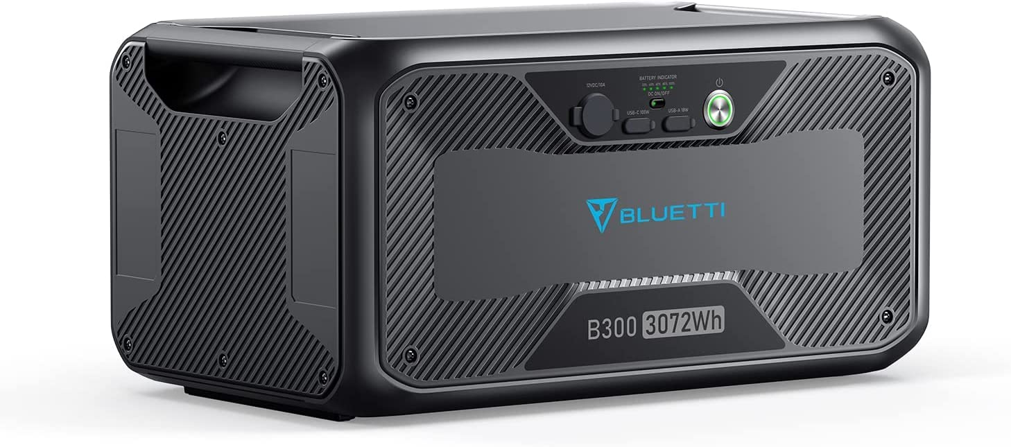 خرید از آمازون - باتری انبساط BLUETTI B300 3072Wh برای AC300/AC200MAX/AC200P/EB240/EB150، گسترش AC300 با 4 باتری اضافی، نیروگاه قابل حمل با 100W USB-C و 12V DC پشتیبان برق اضطراری برای خانه، ون