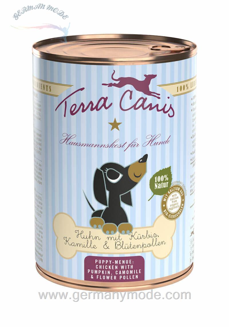 غذا مرطوب توله سگ و سگ های در حال رشد تراکینس آلمان Terra Canis Welpe 6x400g Huhn mit Kürbis- Kamille - Blütenpollen