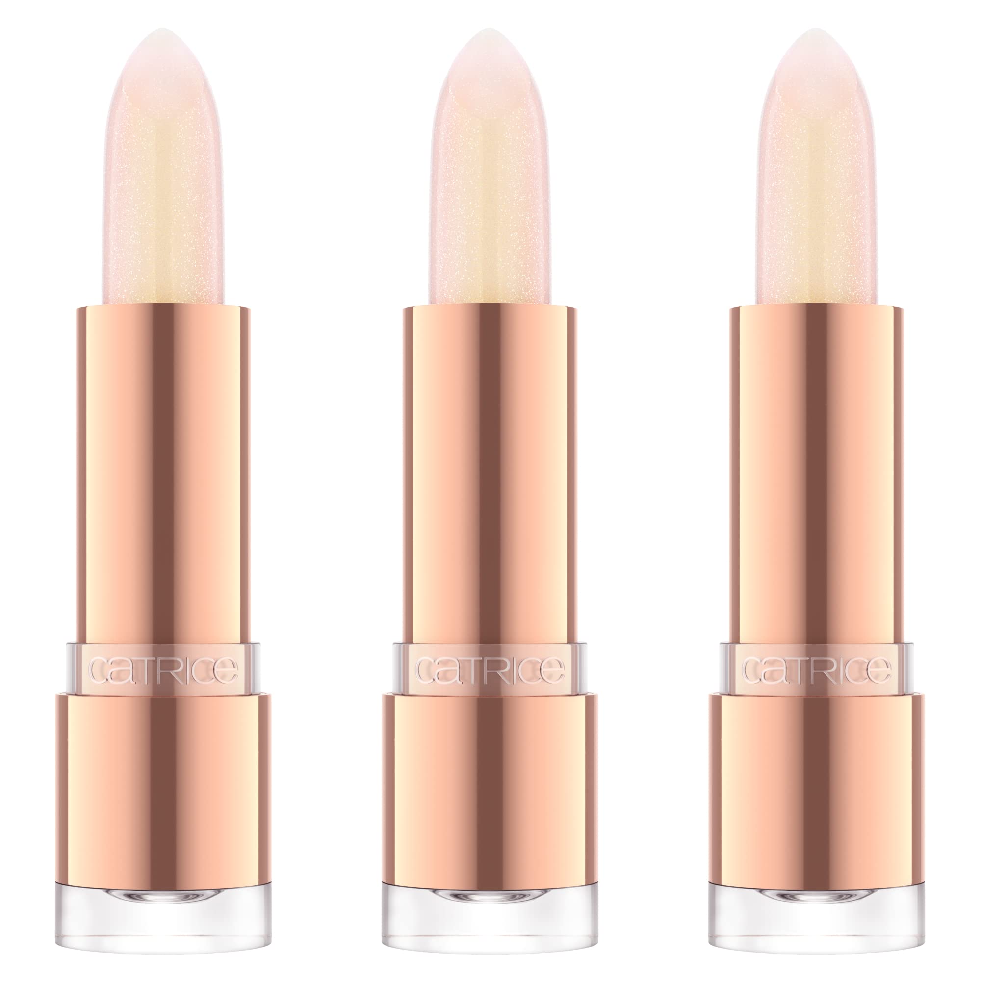 خرید از آمازون - بالم لب Catrice Sparkle Glow شماره 010 شفاف، مرطوب کننده، مغذی، تنظیم کننده رنگ، براق، درخشان، گیاهی، بدون روغن، بدون الکل، بدون مواد نگهدارنده، بسته 3 عددی (3x3.5 گرم)