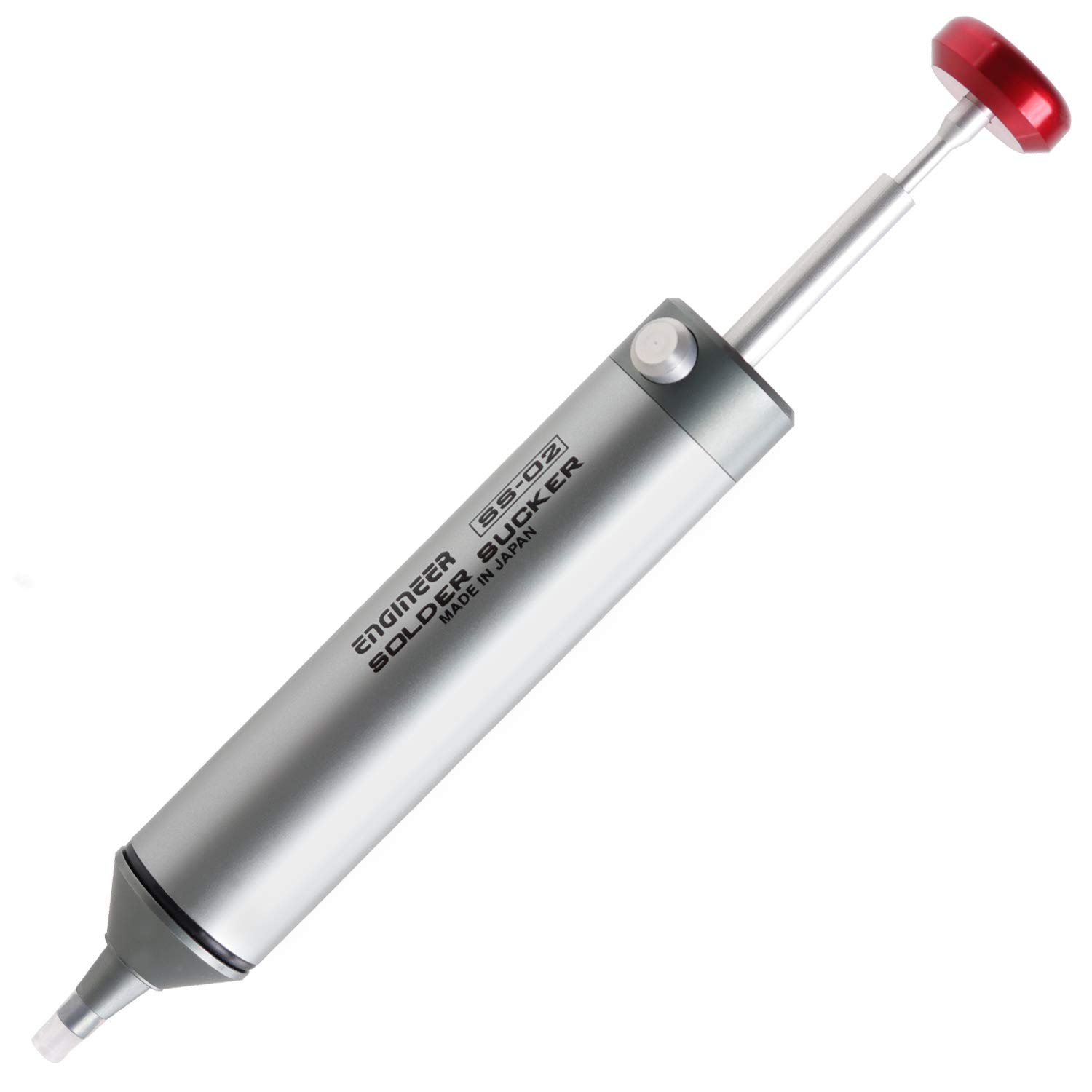 خرید از آمازون - پمپ لحیم کاری ENGINEER SS-02 با نازل سیلیکونی نوآورانه مقاوم در برابر حرارت، جاروبرقی لحیم کاری فشرده 153 میلی متر با یک دست، ساخت ژاپن تخت یک نفره