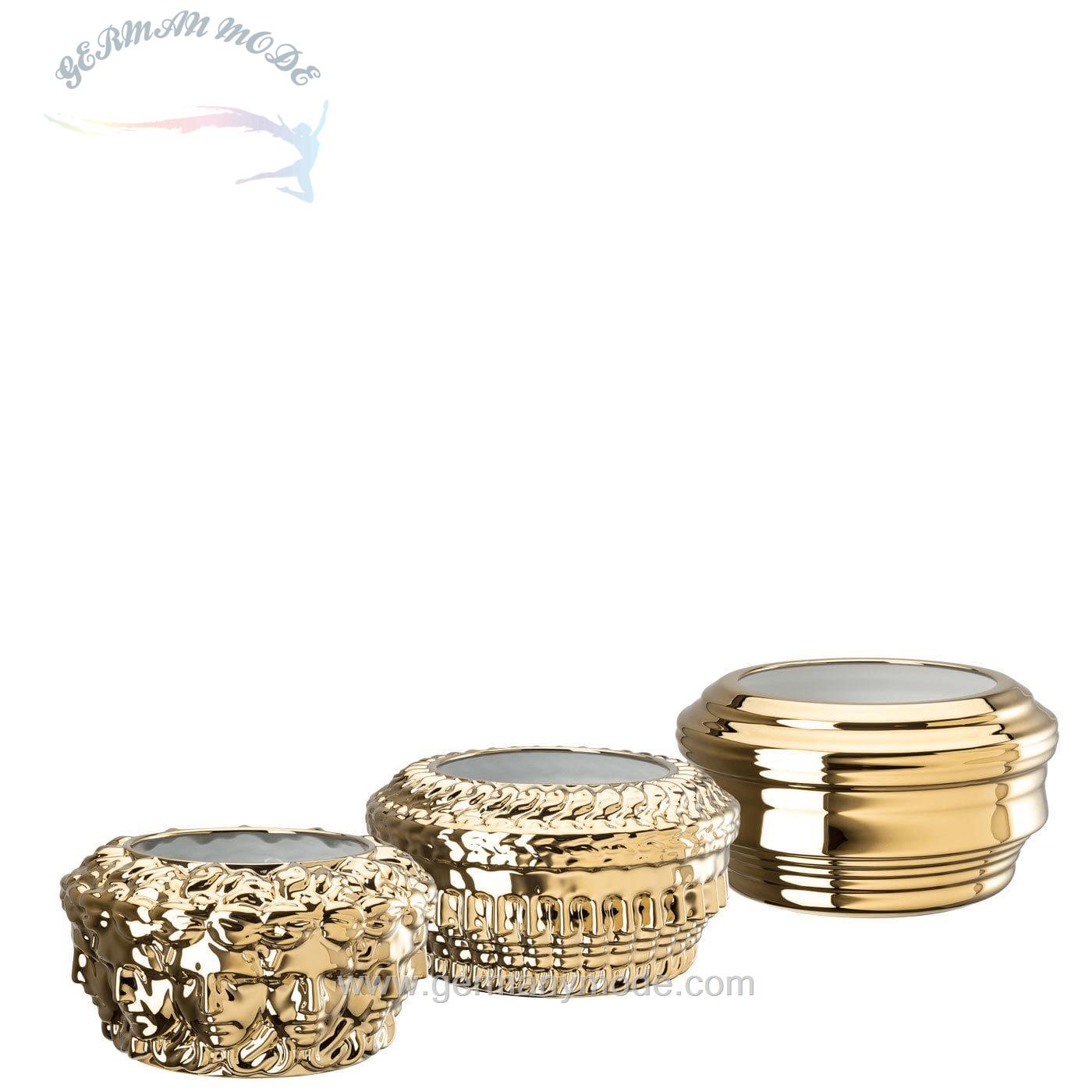 ست 3 تایی گلدان ورساچه ایتالیا VERSACE Rosenthal meets Versace Tischvase Euphoria limited Set Gold Set 3 Vasen 13 cm 3 St