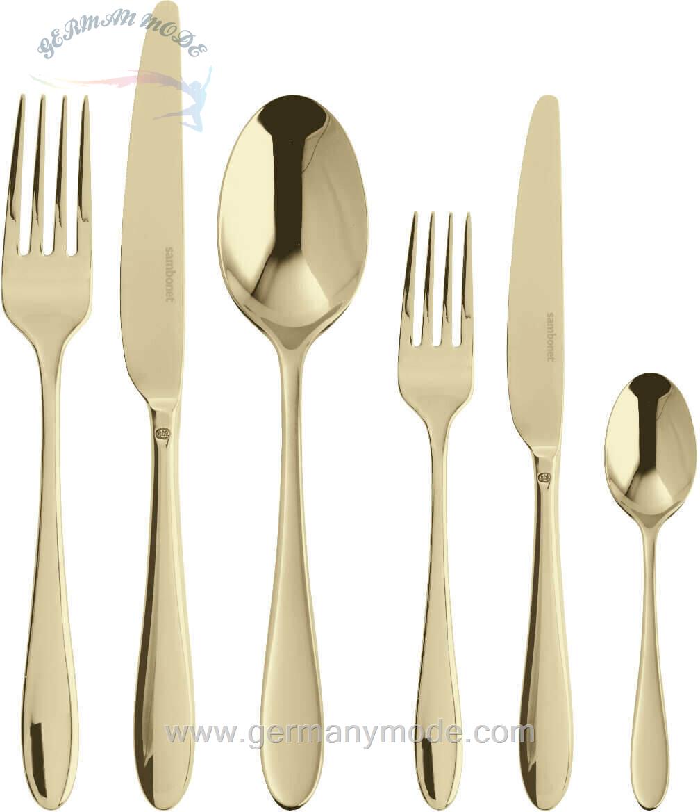 سرویس قاشق چنگال 36 پارچه سامبونت ایتالیا Sambonet Velvet 36-teilig Edelstahl/PVD champagnerfarben