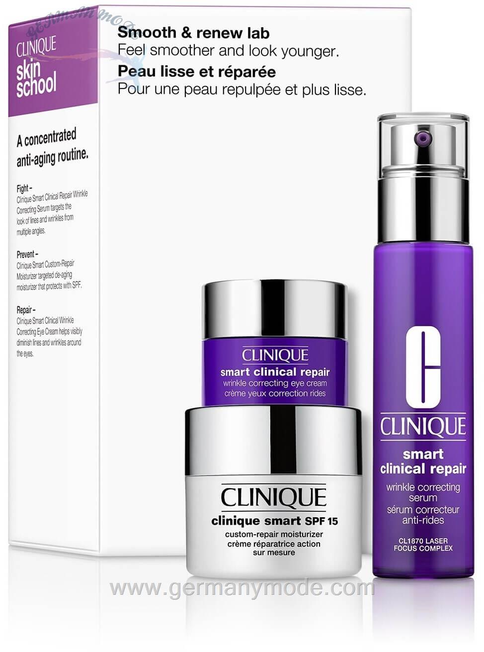 ست مراقبتی آبرسان ترمیم کننده کلینیک آمریکا Clinique Smooth Renew Lab Set (5-15-30ml)