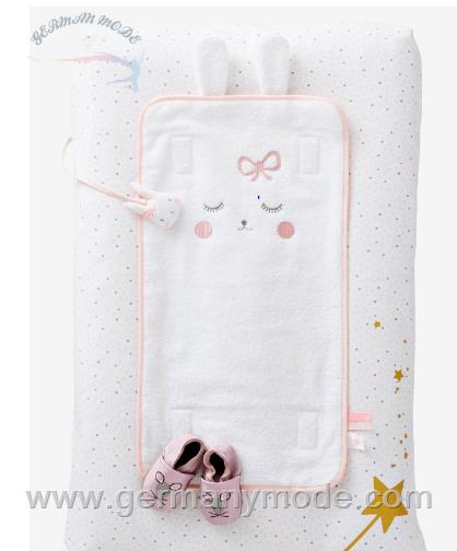 تشک تعویض نوزاد ورت فرانسه Vertbaudet Wickelauflage mit Knisterspielzeug Oeko Tex - weiß/rosa