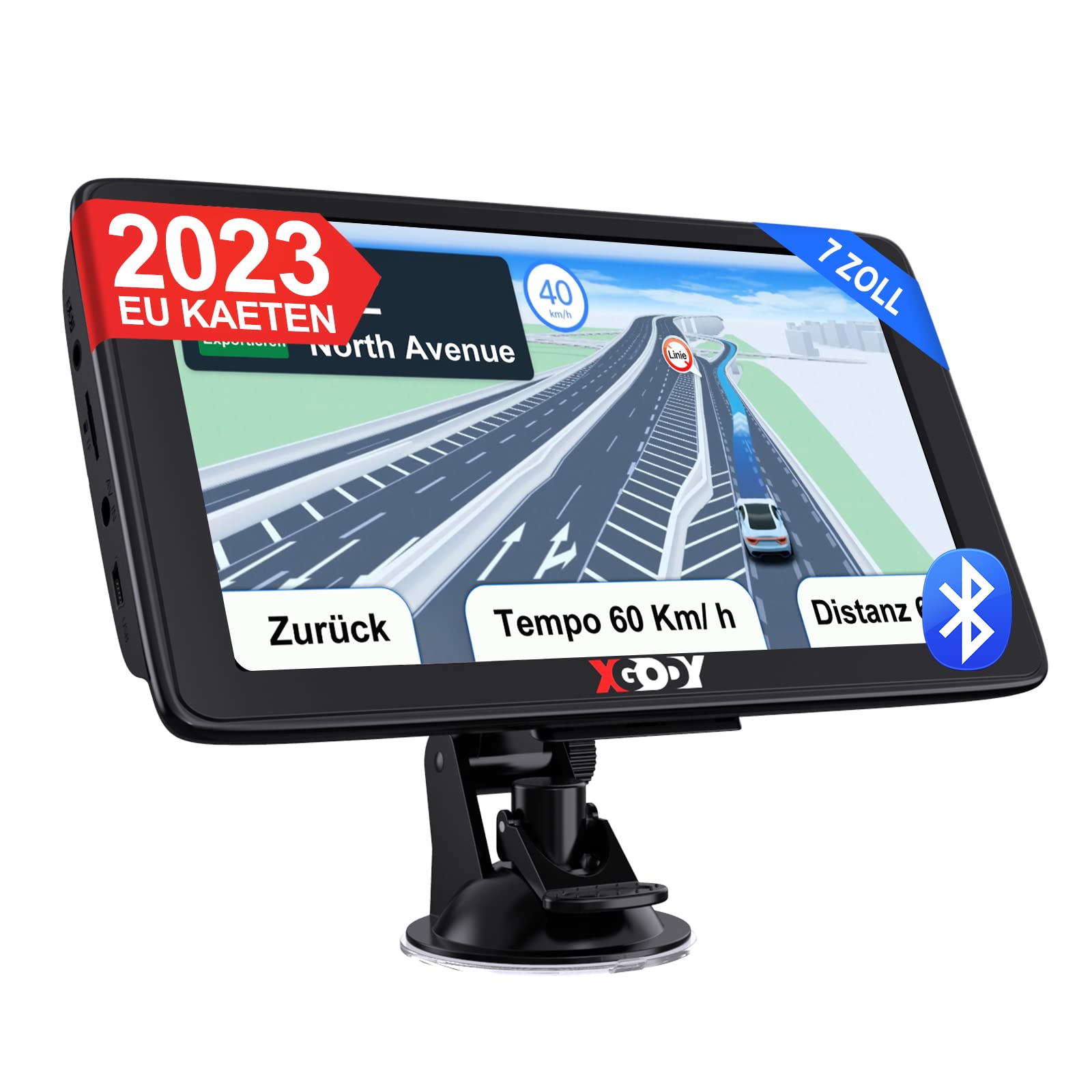 خرید از آمازون - ناوبری بلوتوث XGODY برای Car 2023 Truck Car Car GPS دستگاه ناوبری 7 اینچی با آفتابگیر و هشدار سرعت دوربین POI هندزفری با بلوتوث