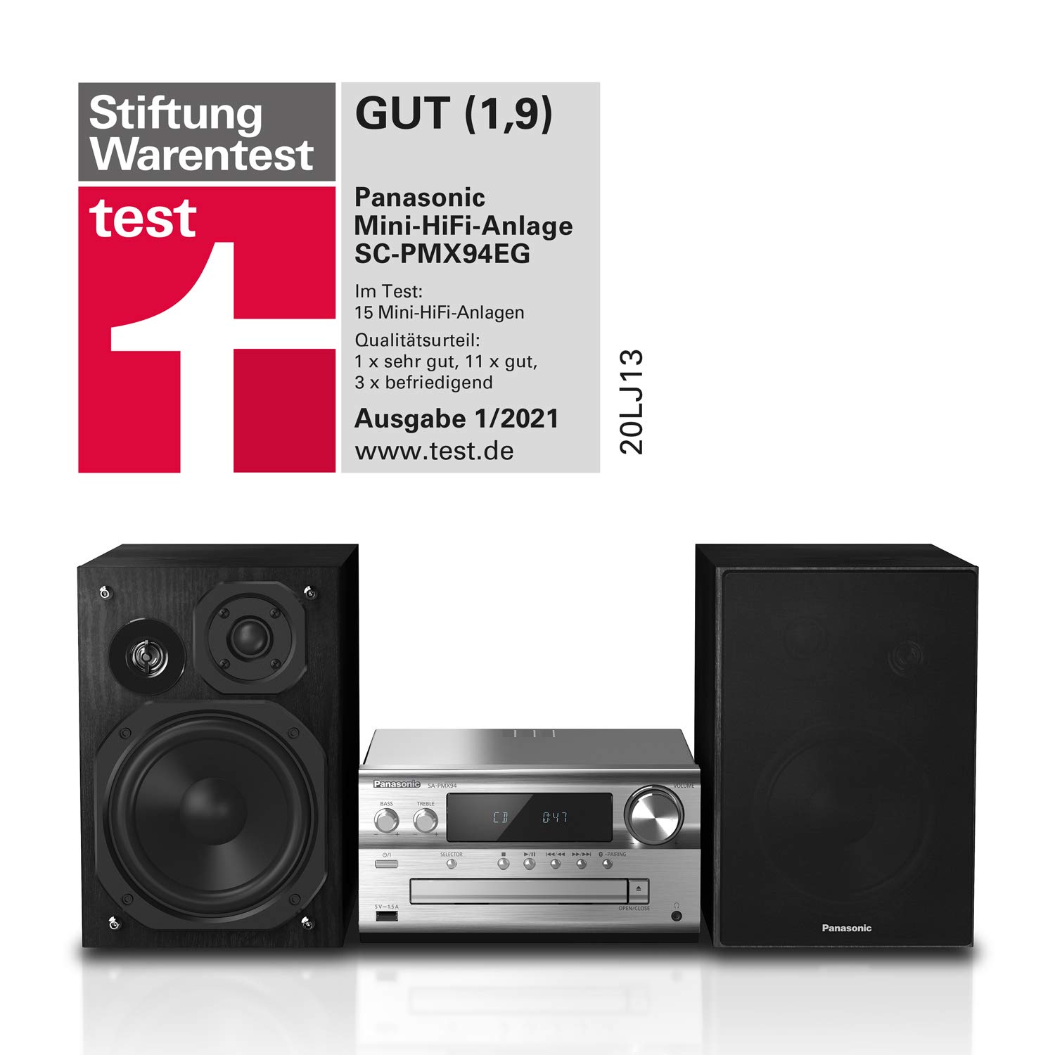 خرید از آمازون - Panasonic SC-PMX94EG-S Micro HiFi System (120 W RMS, Digital DAB+, CD, UKW , Bluetooth, USB, AUX) silber, Einheitsgröße Silber Single