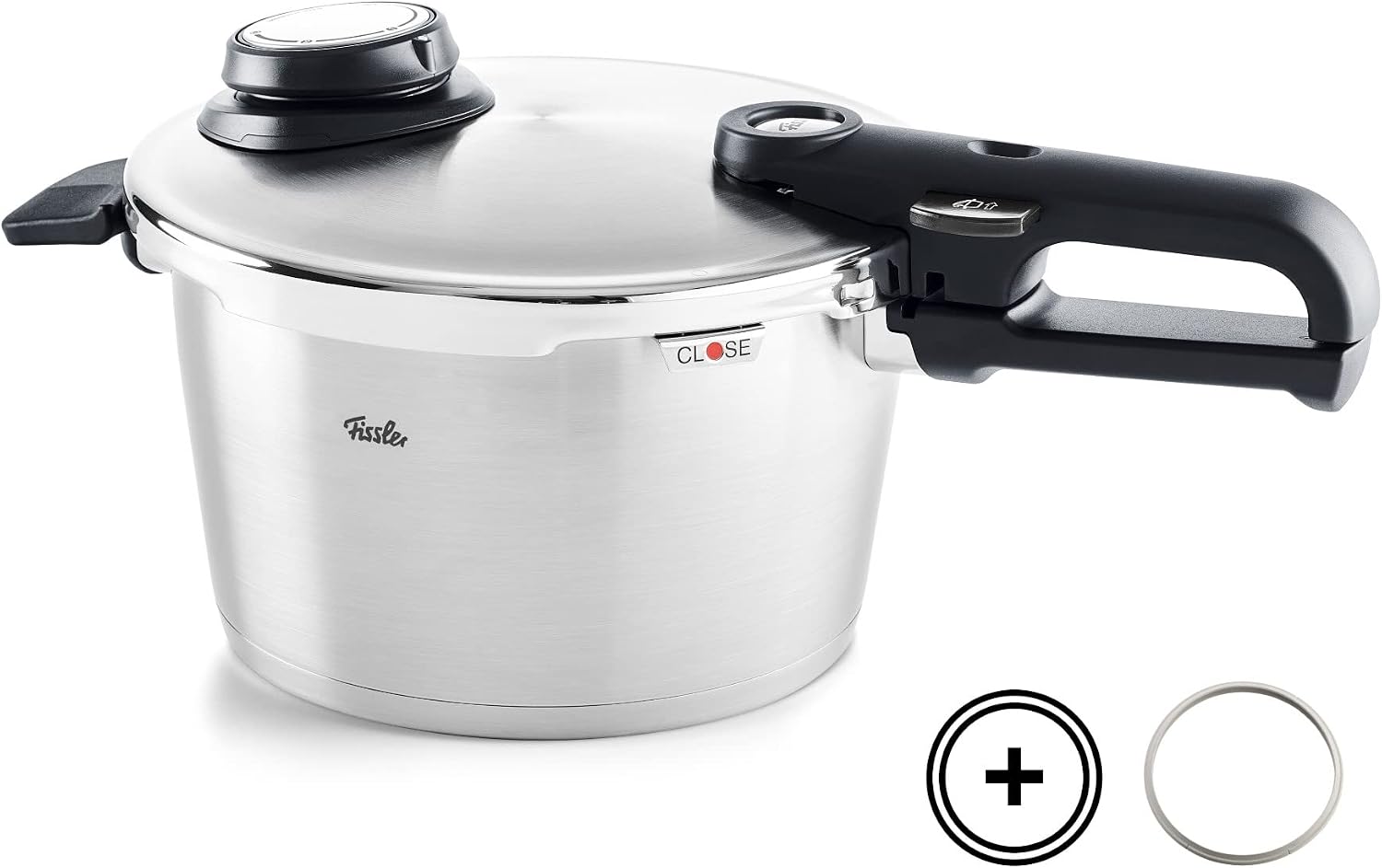 زودپز 4.5 لیتر فیسلر آلمان Fissler Vitavit Premium (4.5 لیتر، 22 سانتی متر) زودپز استنلس استیل، 4 سطح پخت شامل درج - القایی + حلقه آب بندی رایگان جایگزین (22 سانتی متر)